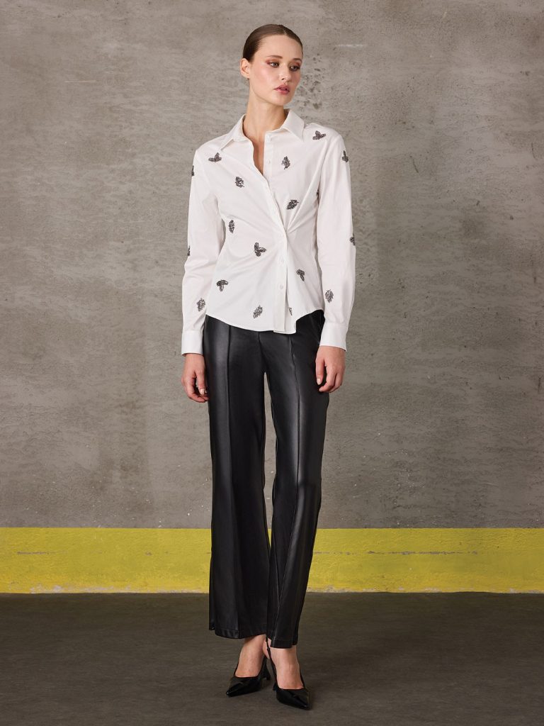 UNIQUE Nakış Detaylı Cotton Gömlek 267009