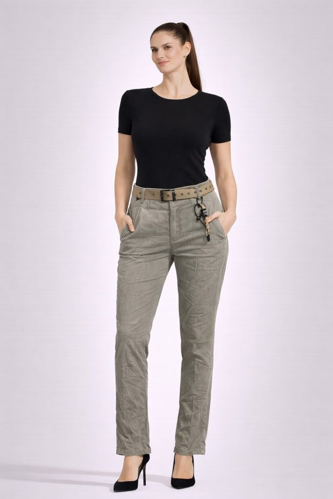 VELA  Kemerli Kırışık Pantolon 21605 - HAKİ