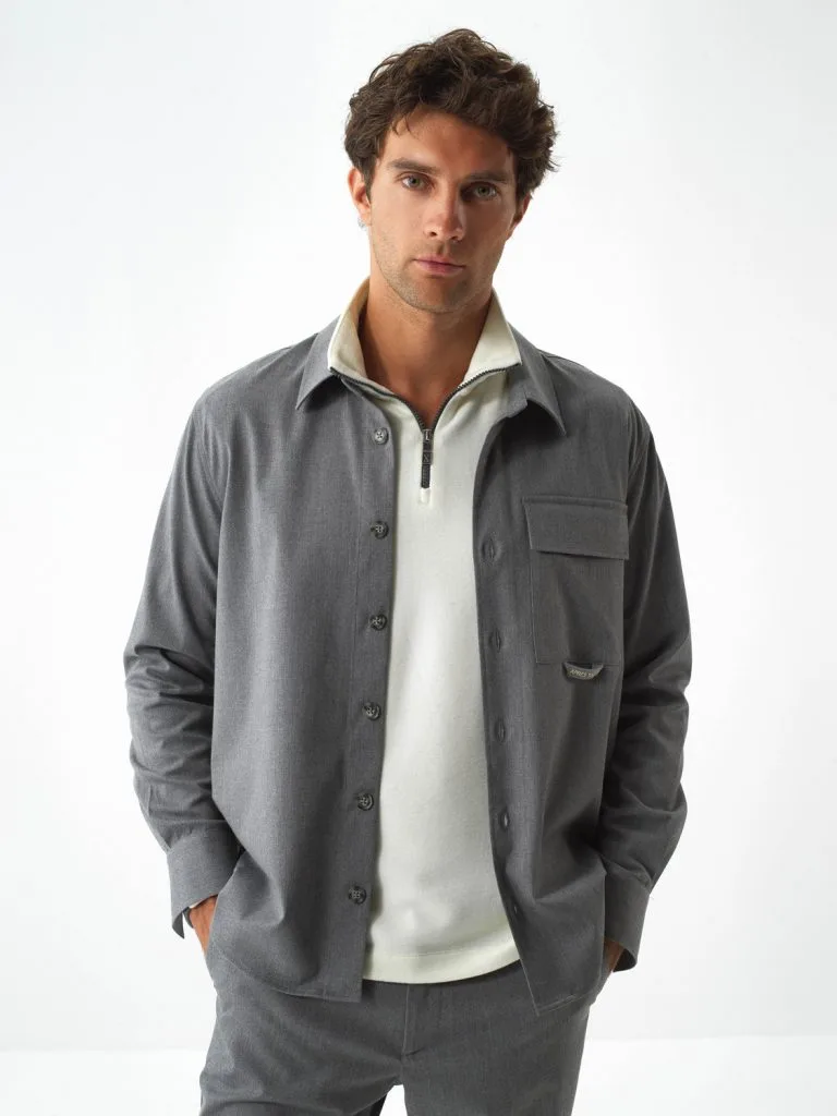 XINT Esnek Dokulu Regular Fit Gömlek 700979 - GRİ