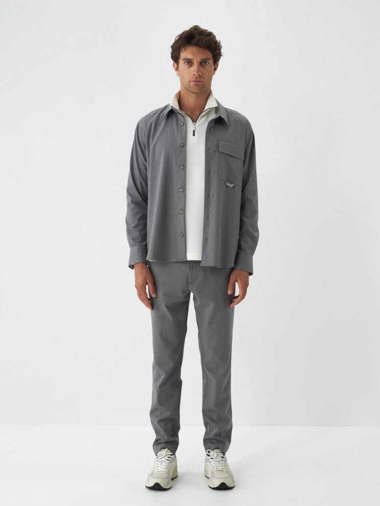 XINT Esnek Dokulu Regular Fit Gömlek 700979 - GRİ