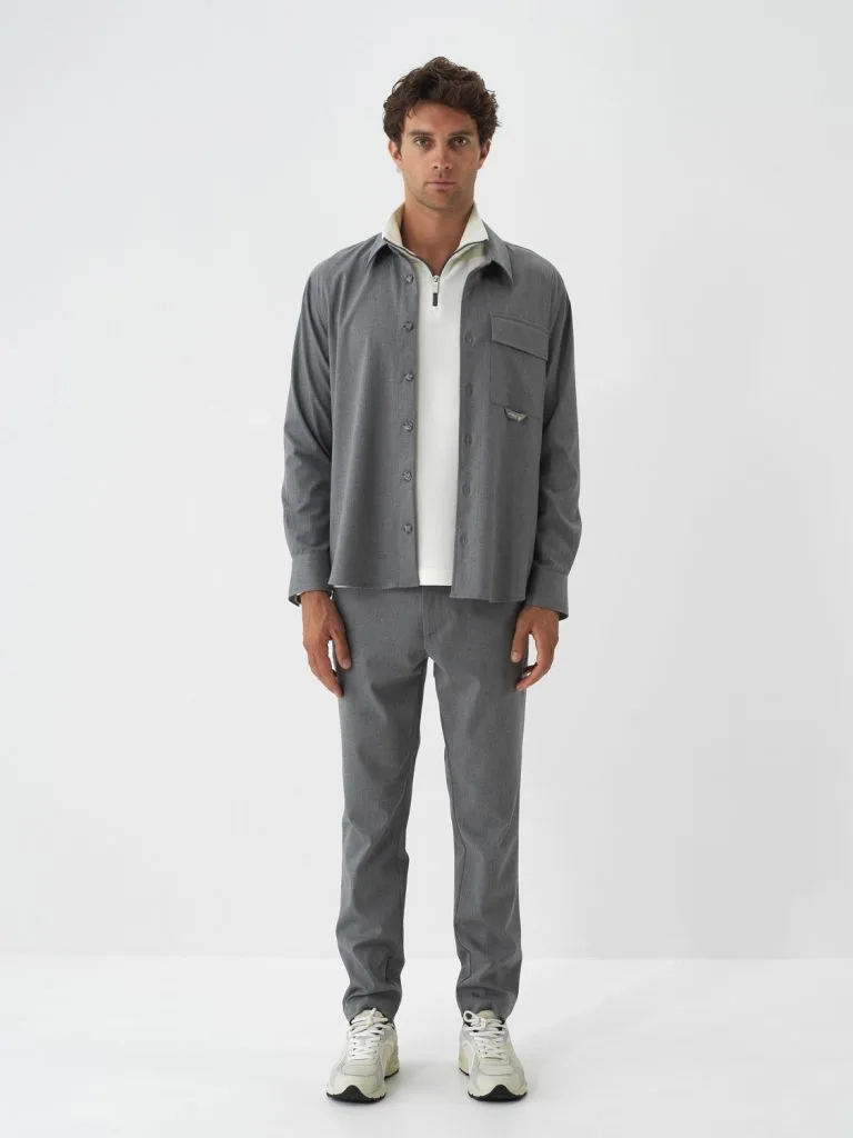 XINT Esnek Dokulu Regular Fit Gömlek 700979 - GRİ