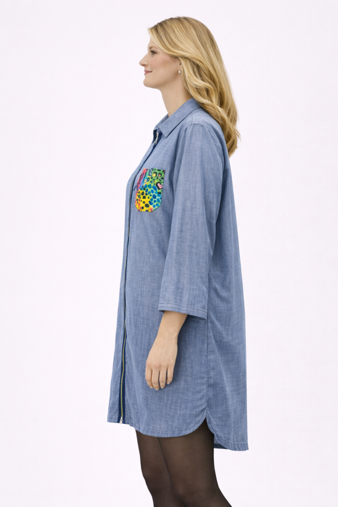 YSATİS Önden Fermuarlı Elbise 4000134 - MAVİ