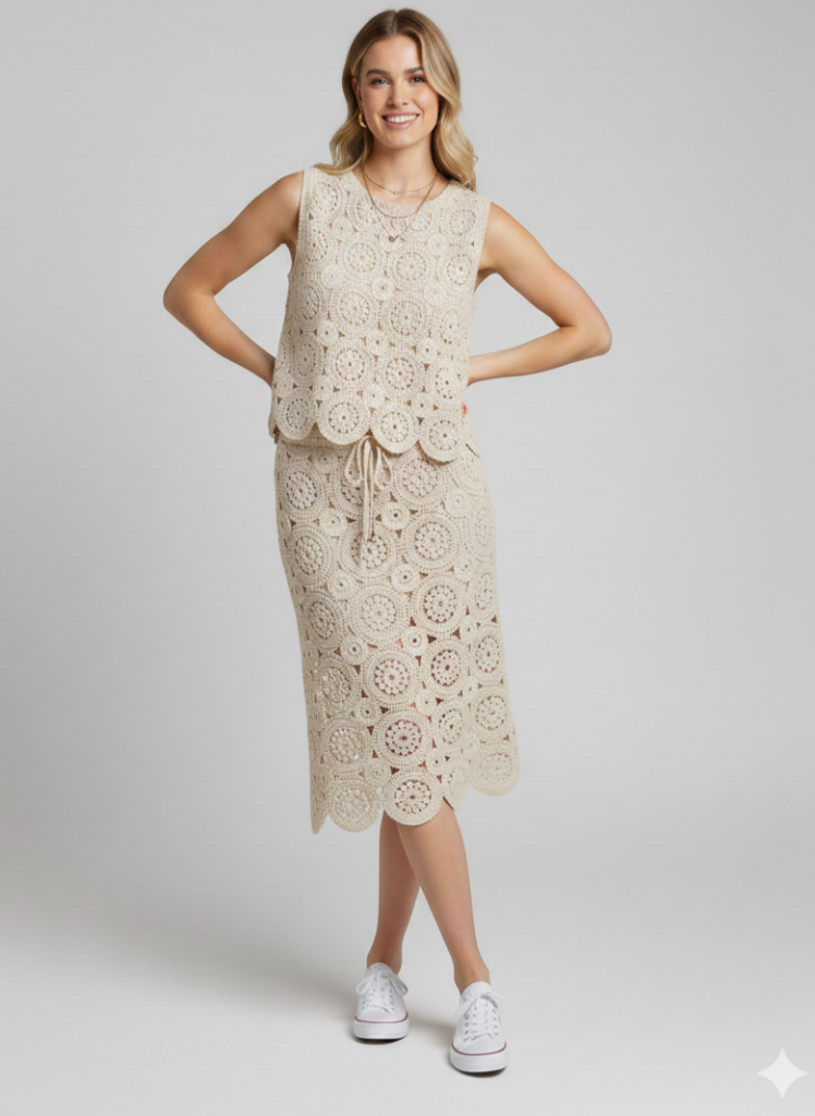 ON TRİKO Astarlı Örme Etek 76372 - KREM