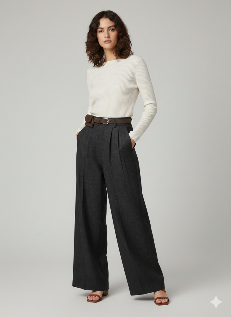 ON TRİKO Kemerli Cüzdanlı Pantolon 70113 - Siyah