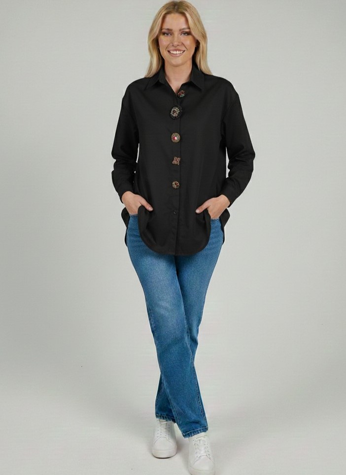 ON TRİKO Aksesuar Detaylı Gömlek 70388 - Siyah
