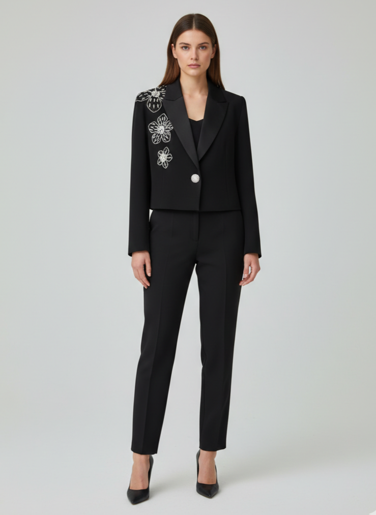 MODAİLGİ Taş İşlemeli Ceket 75022 - Siyah