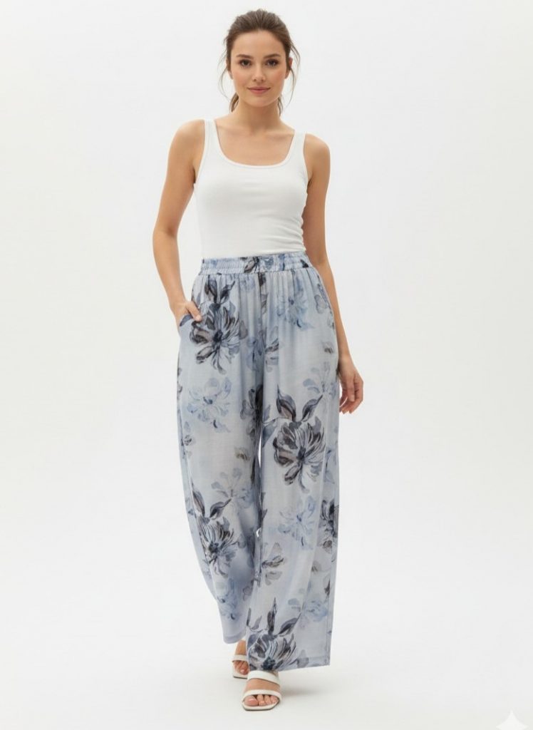 EKOL Desenli Pantolon 2908 - MAVİ