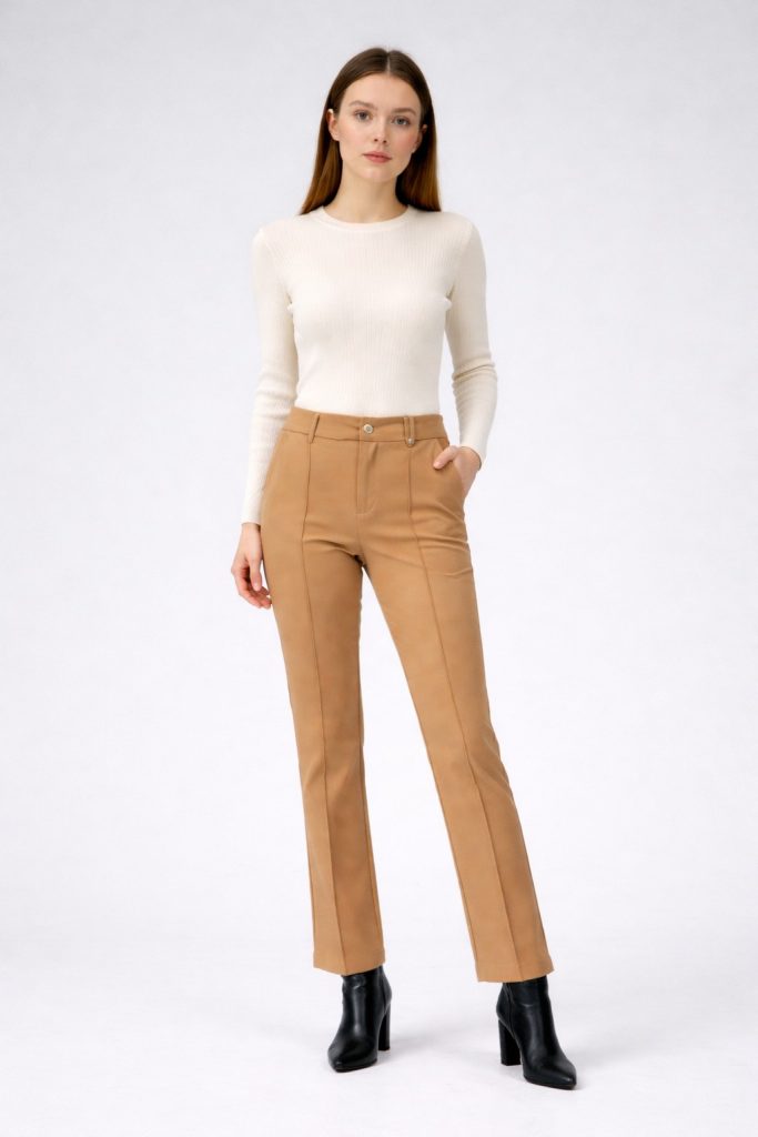 ON TRİKO Çimalı Bol Paça Pantolon 70121 - camel