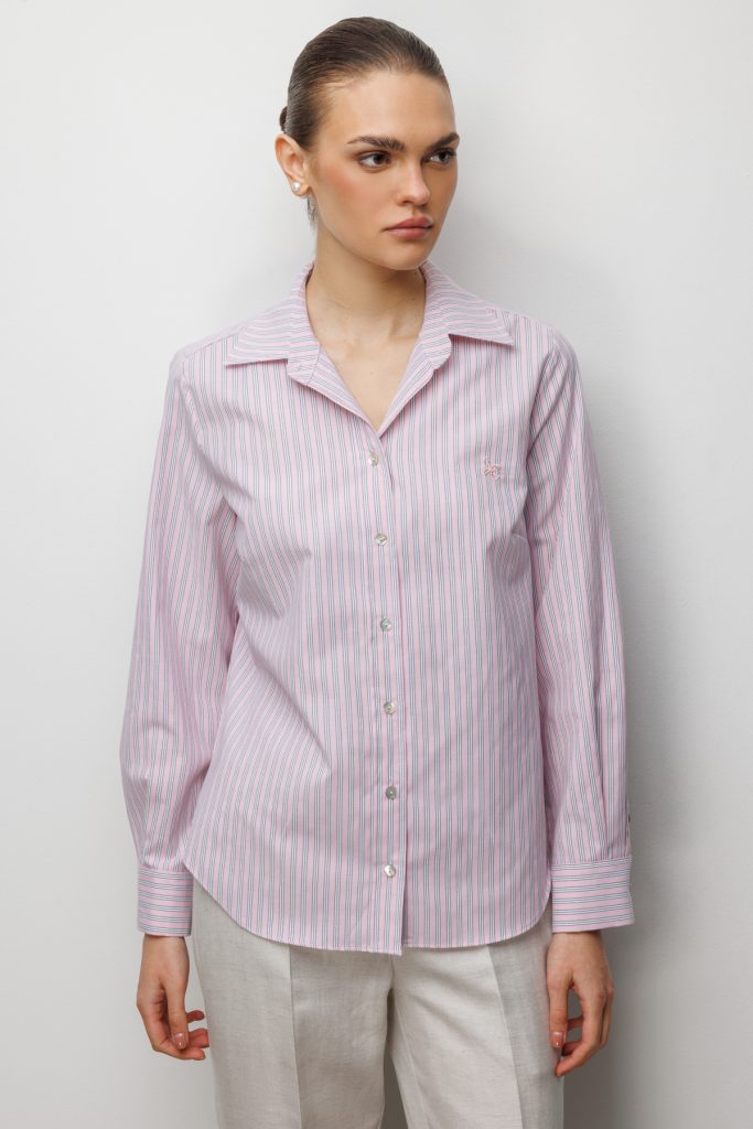EKOL Çizgili Gömlek 2022 - pembe