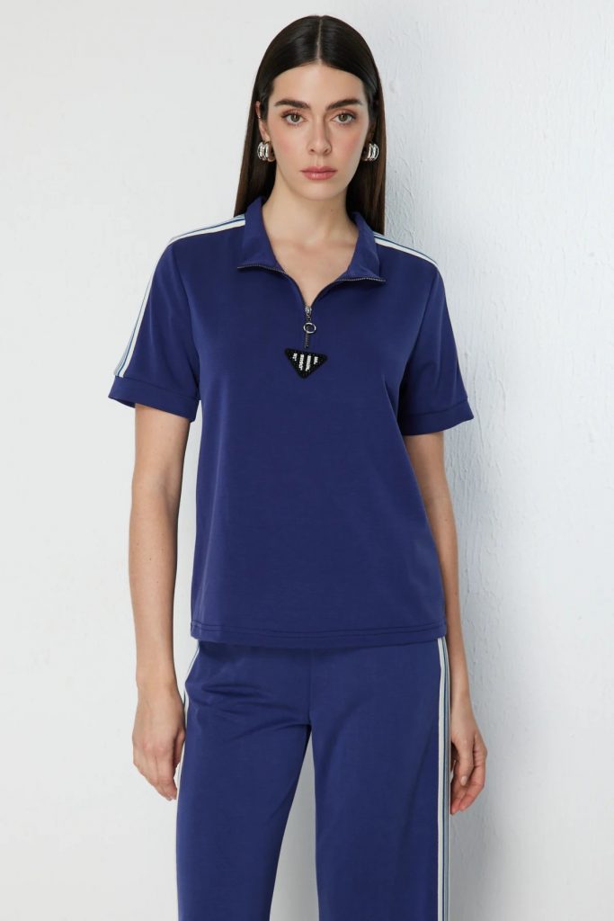 ON TRİKO Fermuar Detaylı T-shirt 76335