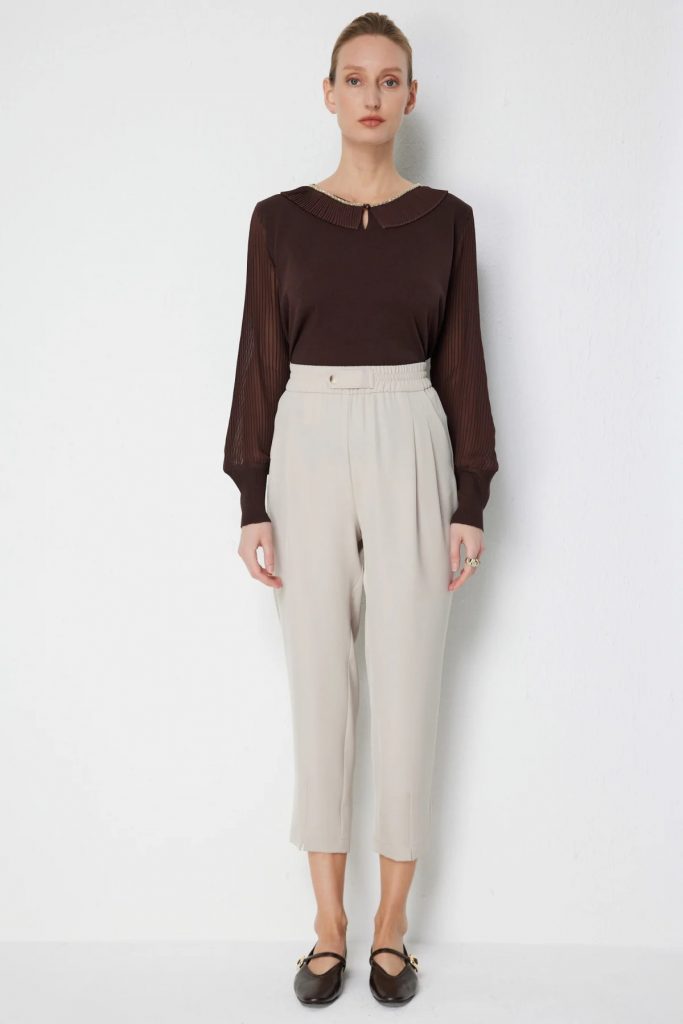ON TRİKO Beli Lastikli Pantolon 78105 - KUM
