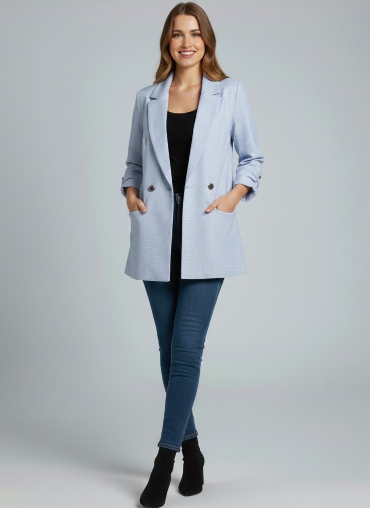 EKOL Yarım Kol Ceket 1074 - MAVİ