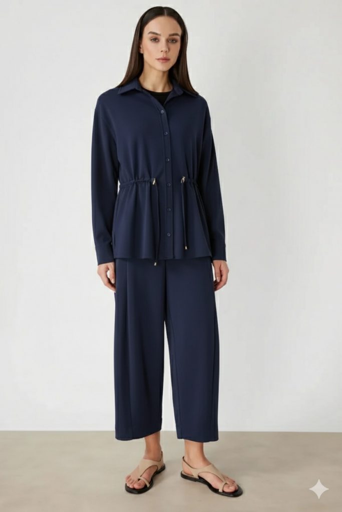 ON TRİKO Belden Bağlamalı Tunik 74702 - Lacivert