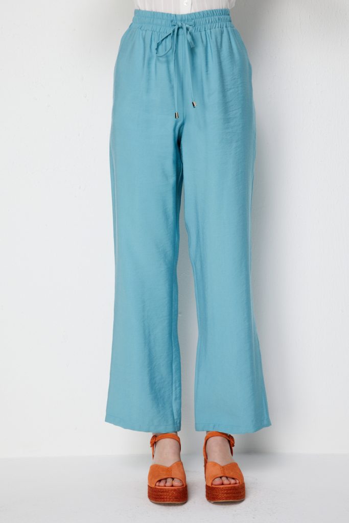 EKOL Beli Lastikli Bol Paça Pantolon 1204 - MAVİ