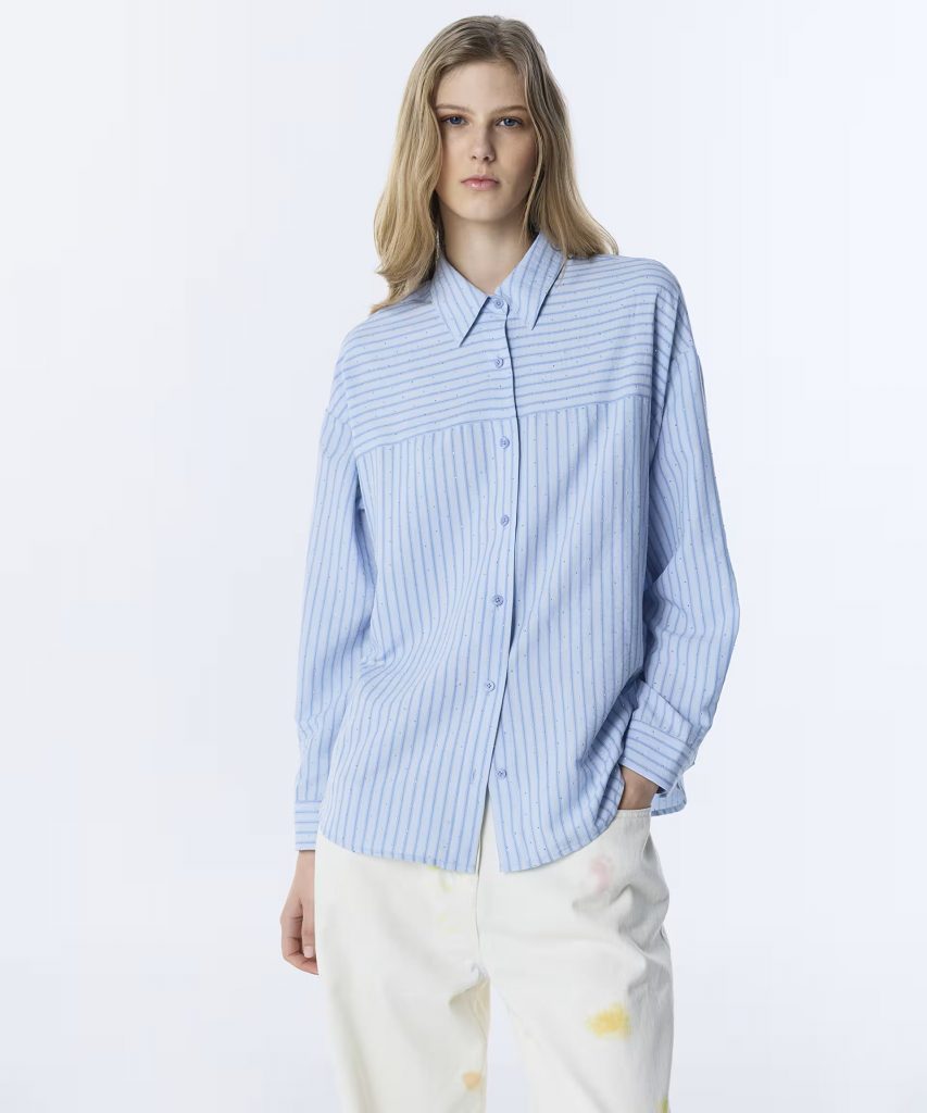 TWIST Çizgi Desen Gömlek TS1260025160 - MAVİ