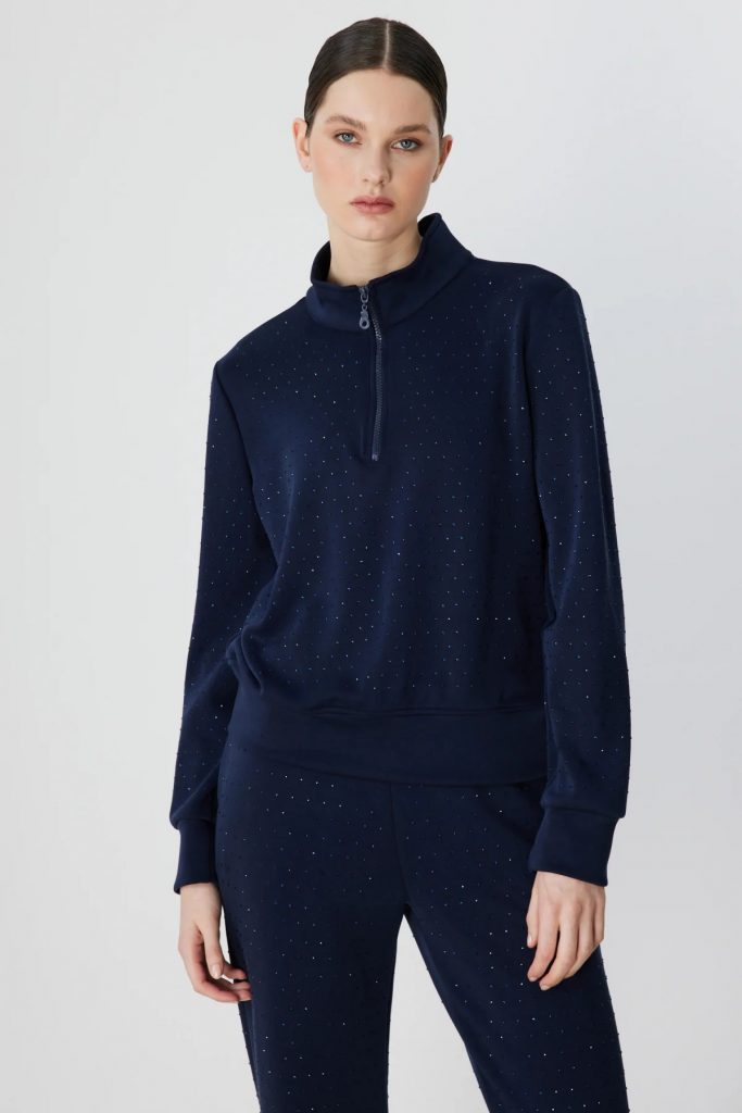 ON TRİKO Taş Detaylı Sweat 76343 - Lacivert