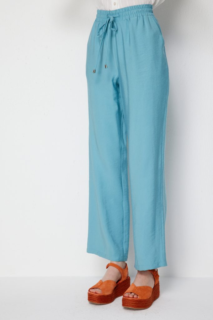 EKOL Beli Lastikli Bol Paça Pantolon 1204 - MAVİ