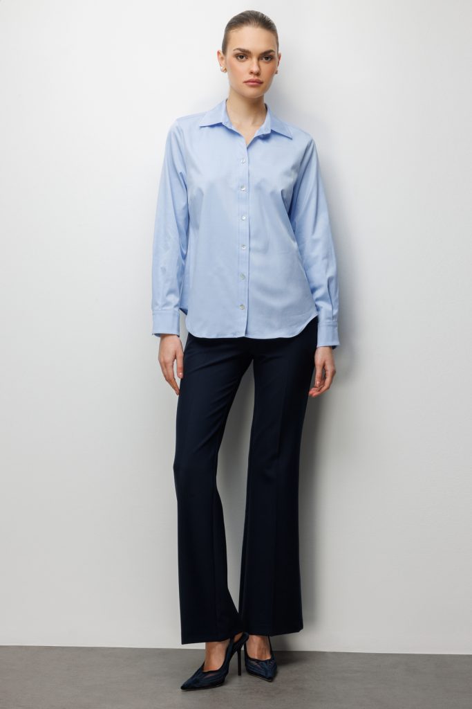 EKOL Pamuklu Polo Yaka Gömlek 2060 - MAVİ