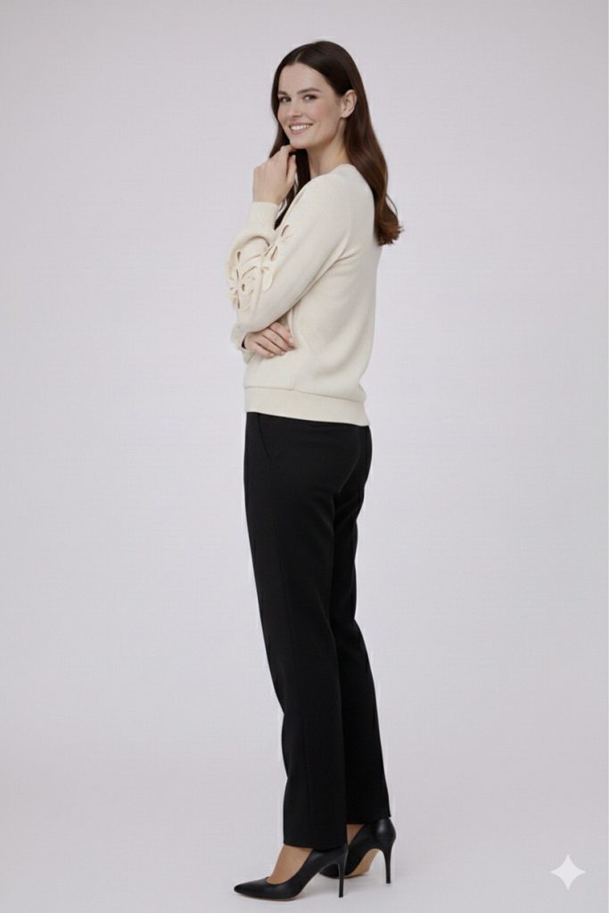 ON TRİKO Çiçek Detaylı Sweat 70351 - EKRU