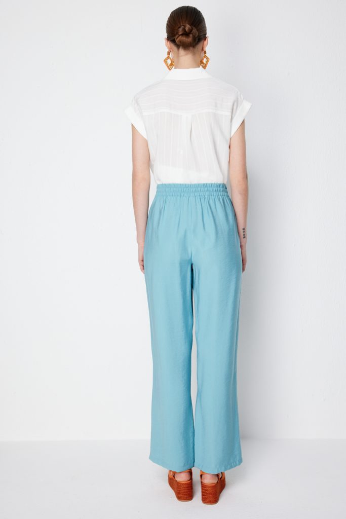 EKOL Beli Lastikli Bol Paça Pantolon 1204 - MAVİ