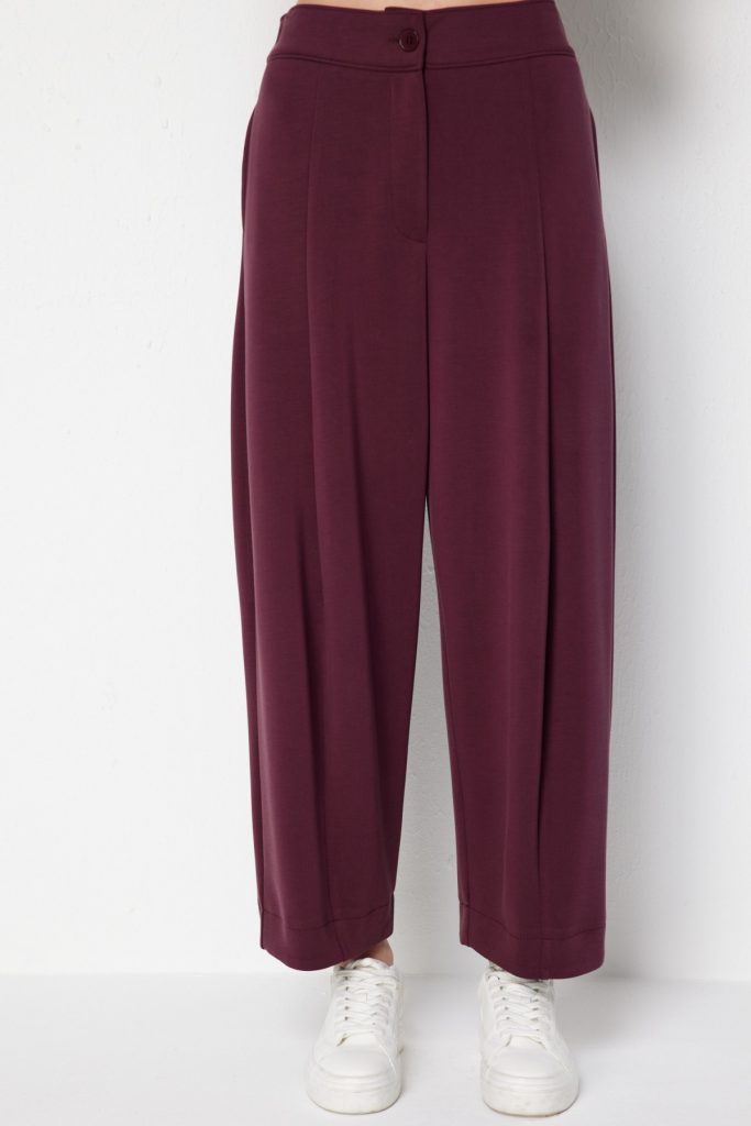 ON TRİKO Bol Paça Pantolon 74703 - bordo