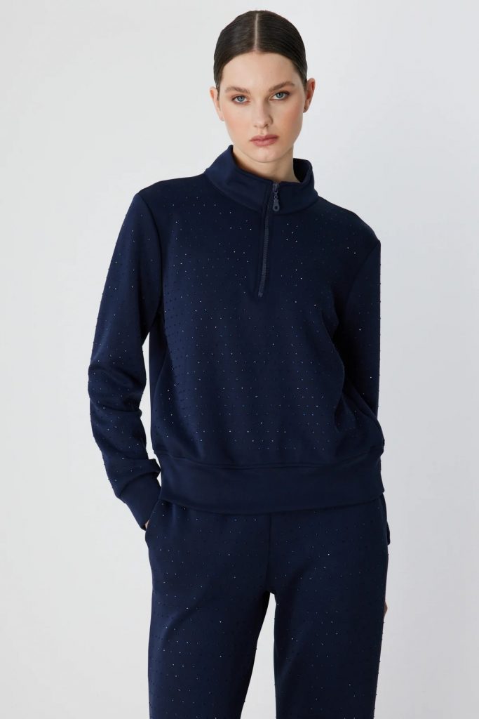 ON TRİKO Taş Detaylı Sweat 76343 - Lacivert
