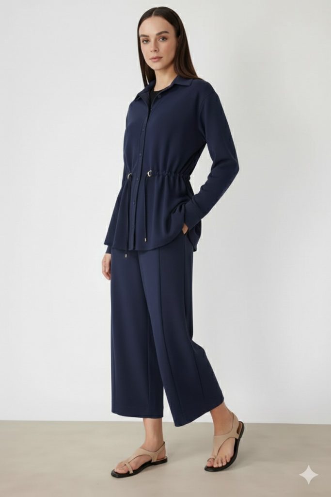 ON TRİKO Belden Bağlamalı Tunik 74702 - Lacivert