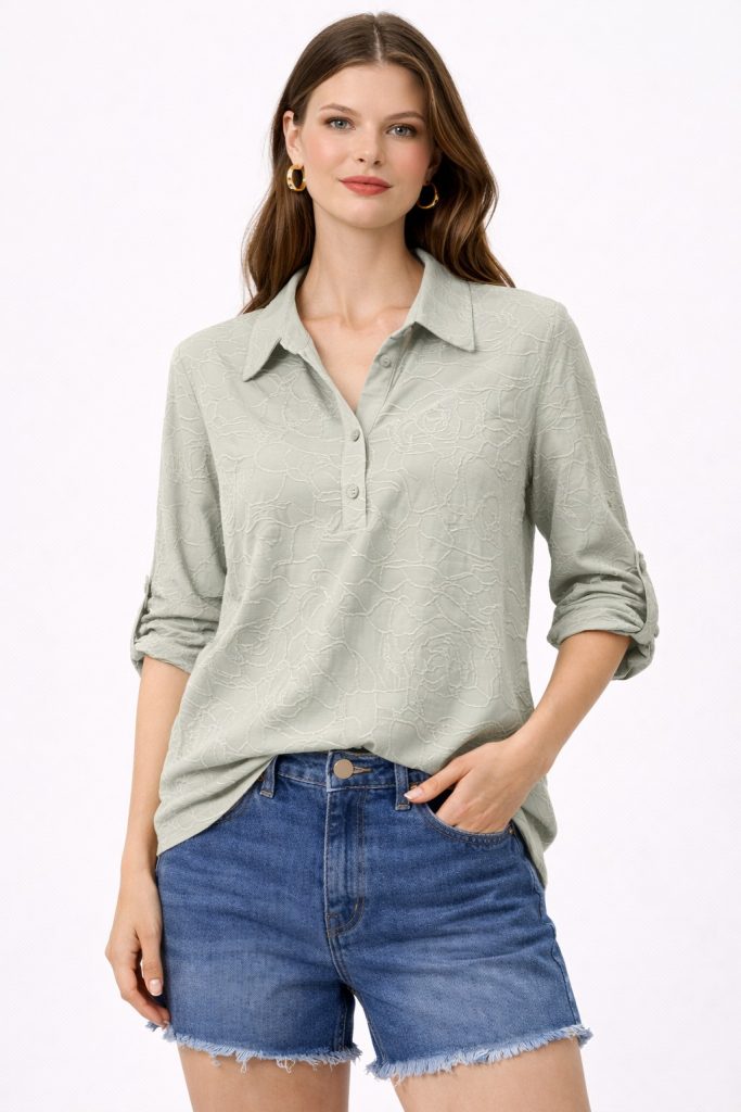 ON TRİKO İşlemeli Bluz 71342 - mint