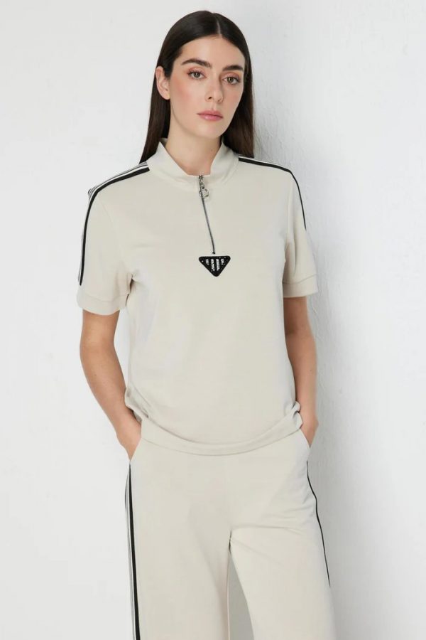 ON TRİKO Fermuar Detaylı T-shirt 76335