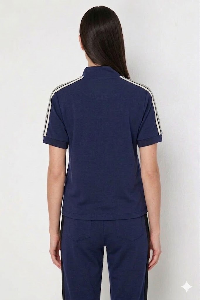 ON TRİKO Fermuar Detaylı T-shirt 76335 - Lacivert