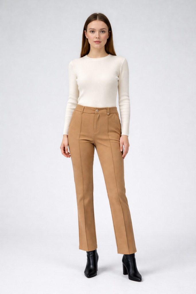 ON TRİKO Çimalı Bol Paça Pantolon 70121 - camel