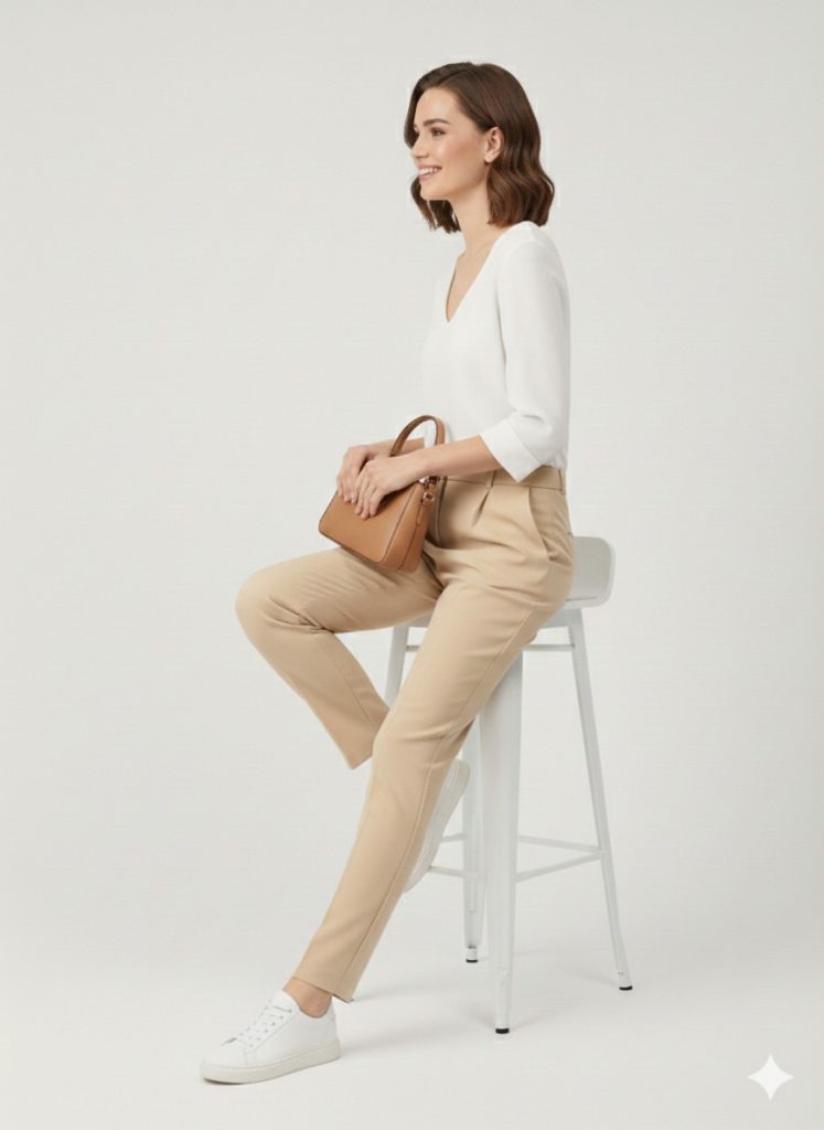 EKOL Gizli Düğmeli Dar Paça Pantolon 1186 - KUM