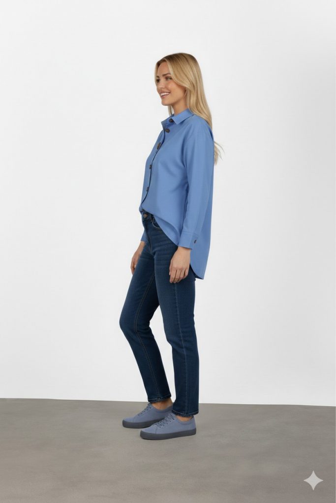 ON TRİKO Aksesuar Detaylı Gömlek 70388 - MAVİ