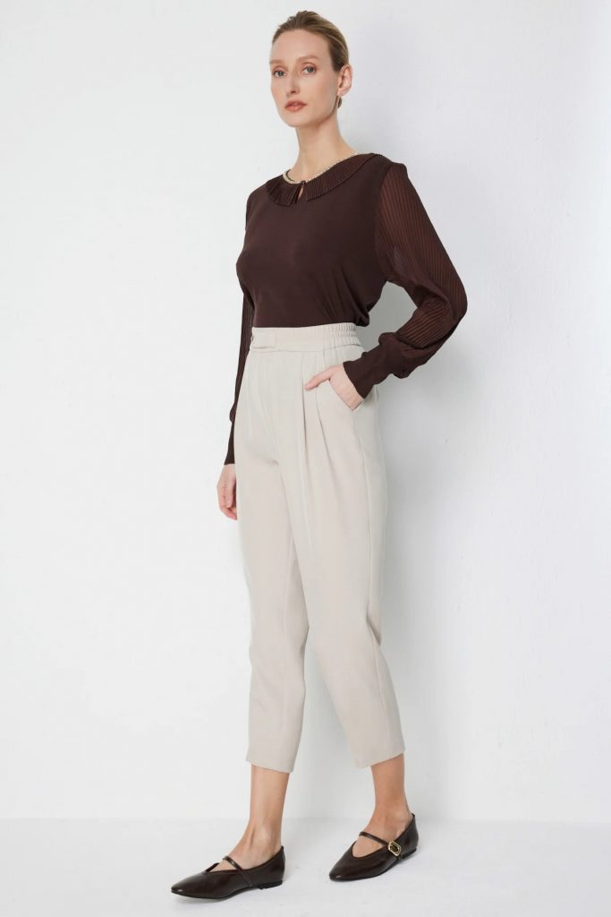 ON TRİKO Beli Lastikli Pantolon 78105 - KUM