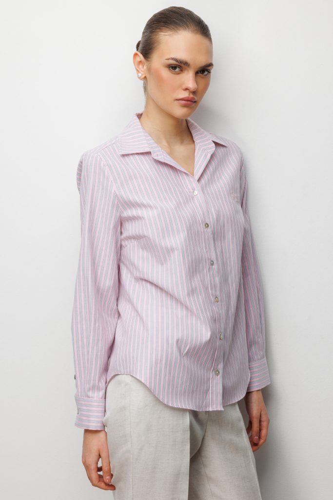 EKOL Çizgili Gömlek 2022 - pembe