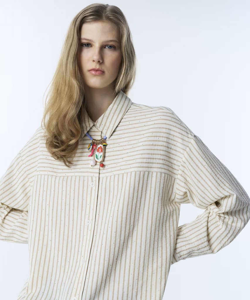 TWIST Çizgi Desen Gömlek TS1260025160 - EKRU