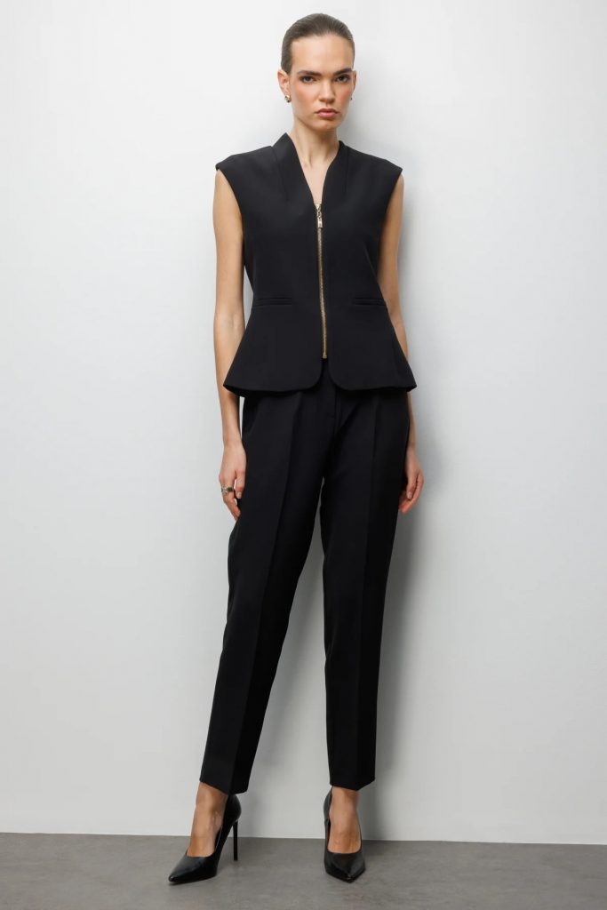 EKOL Düz Kesim Yüksek Bel Pantolon 1012 - Siyah