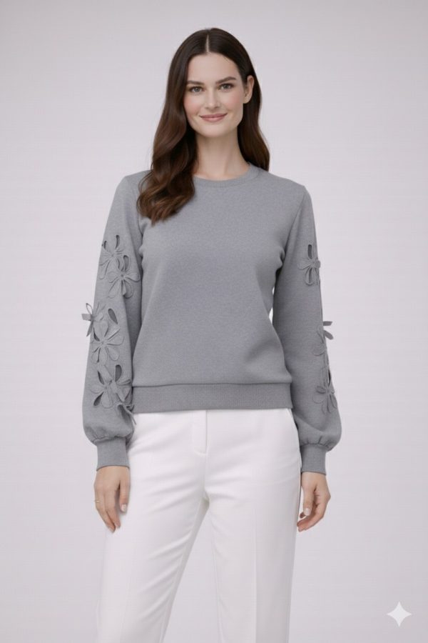 ON TRİKO Çiçek Detaylı Sweat 70351