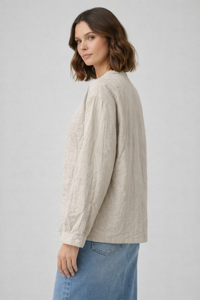 ON TRİKO Çizgi Detaylı Mont 70706 - BEJ