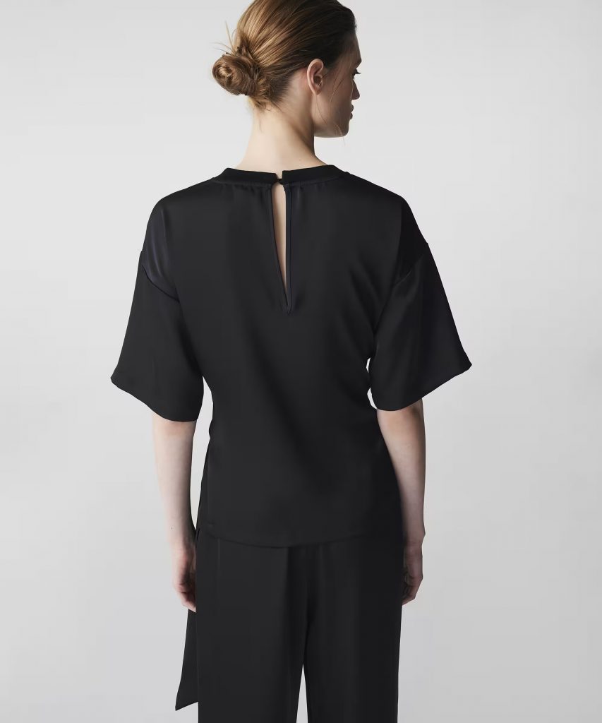 İPEKYOL Kuşaklı Saten Bluz IS1260006083 - Siyah