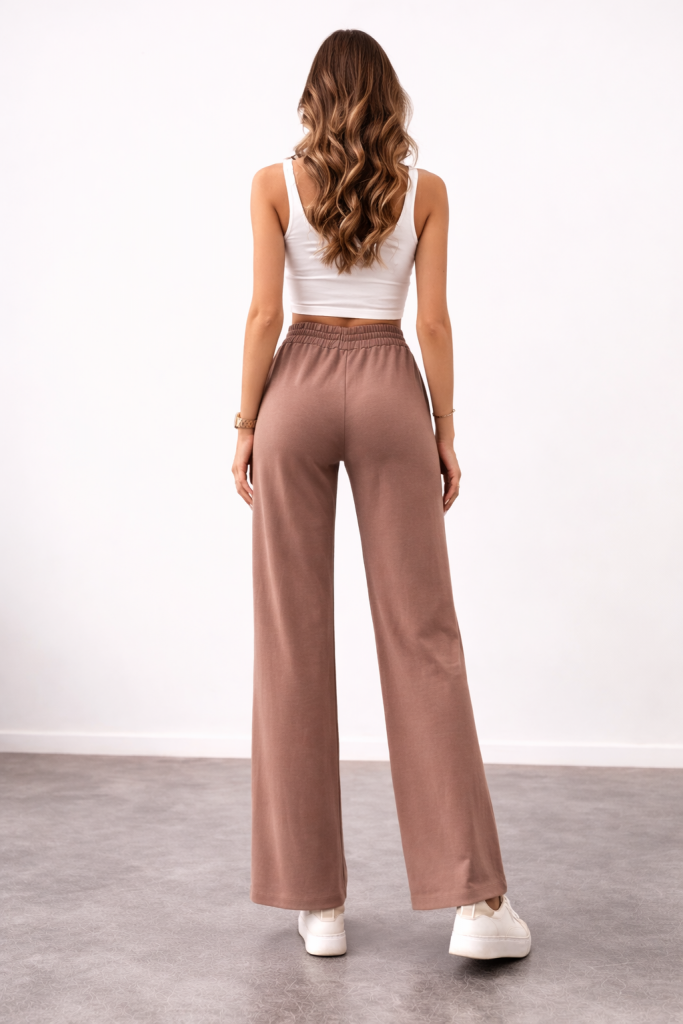 EKOL Beli Lastikli Bol Paça Pantolon 1604 - ÇİKOLATA