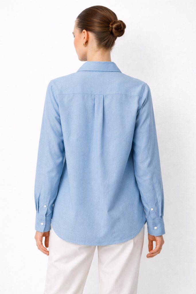 EKOL Polo Yaka Keten Gömlek 2026 - MAVİ