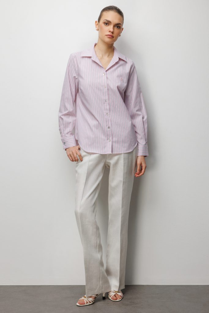 EKOL Çizgili Gömlek 2022 - pembe