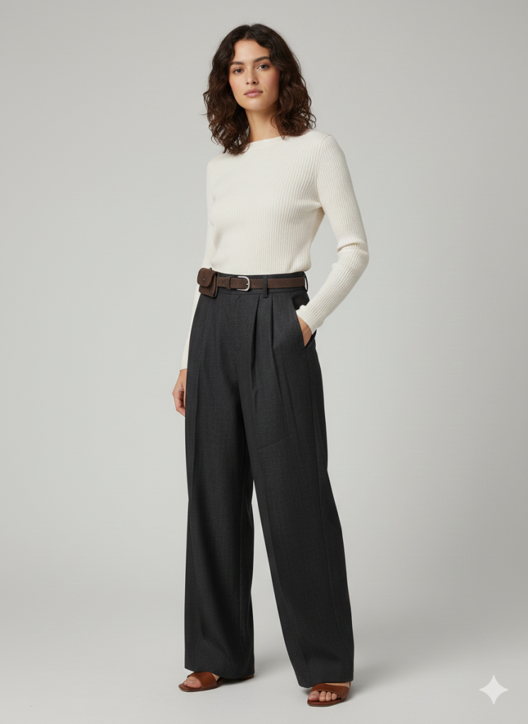 ON TRİKO Kemerli Cüzdanlı Pantolon 70113 - Siyah