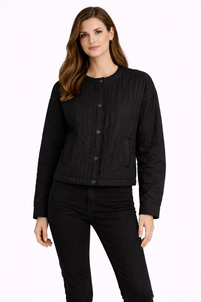 ON TRİKO Çizgi Detaylı Mont 70706 - Siyah