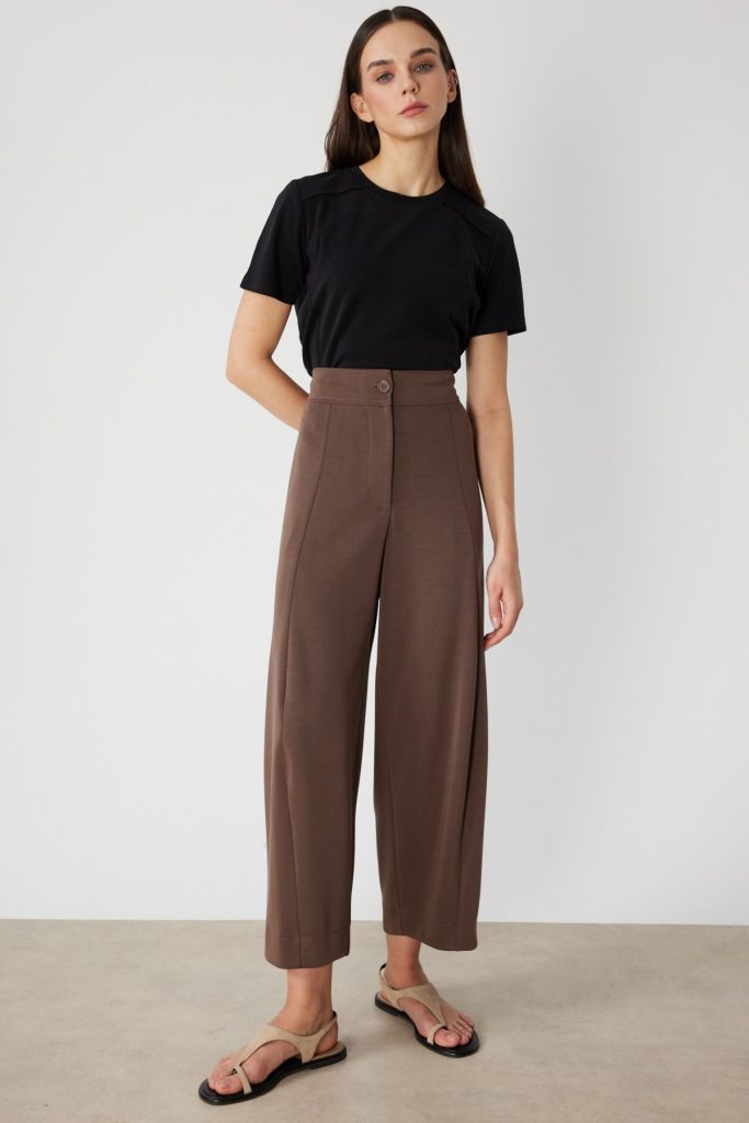 ON TRİKO Bol Paça Pantolon 74703 - kahve