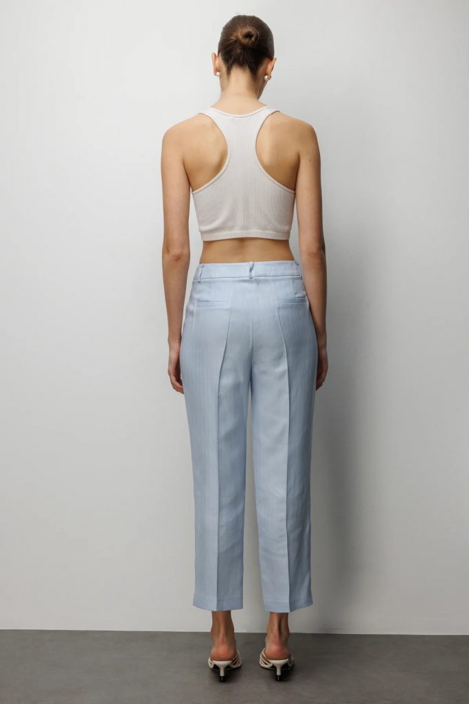 EKOL Süs Metal Düğmeli Dar Paça Pantolon  1032 - MAVİ