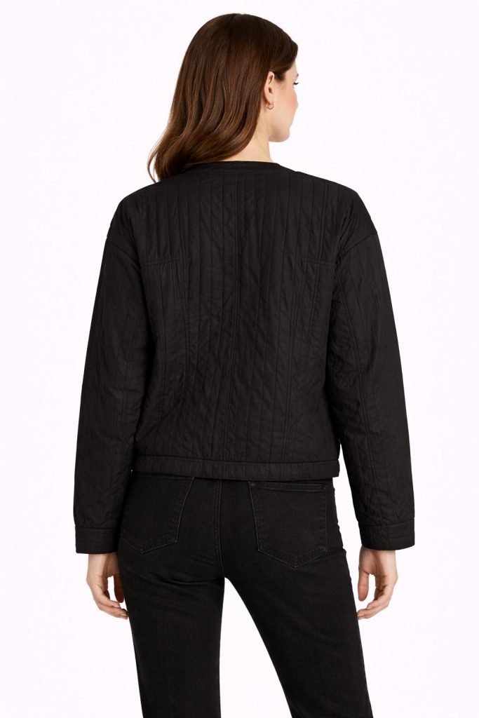 ON TRİKO Çizgi Detaylı Mont 70706 - Siyah