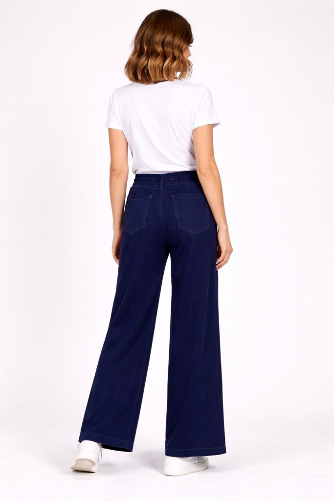 SEDNA Beli Lastikli Bol Paça Pantolon 7207 - Lacivert