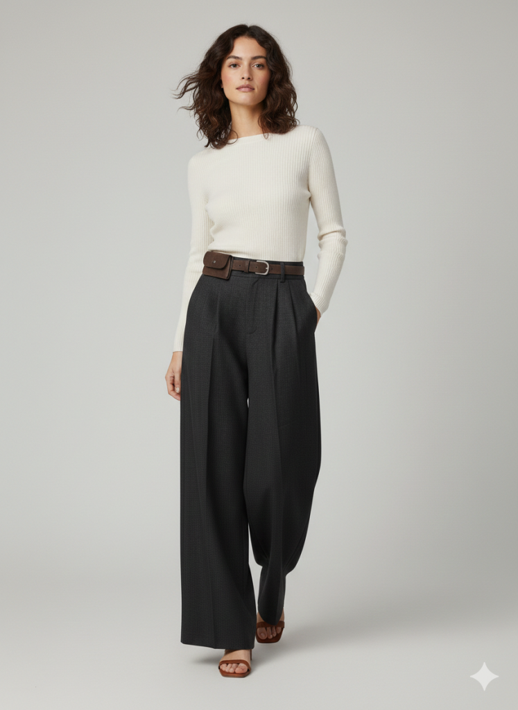 ON TRİKO Kemerli Cüzdanlı Pantolon 70113 - Siyah